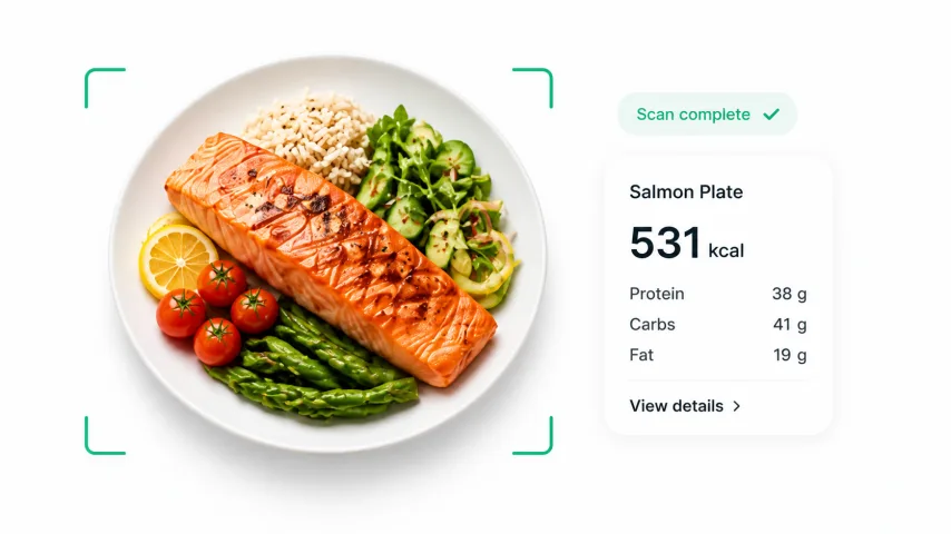 AI calorie logging interface in English