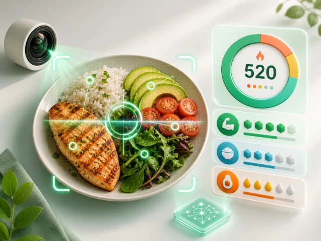 AI meal scan identifying ingredients, calories, and macronutrients